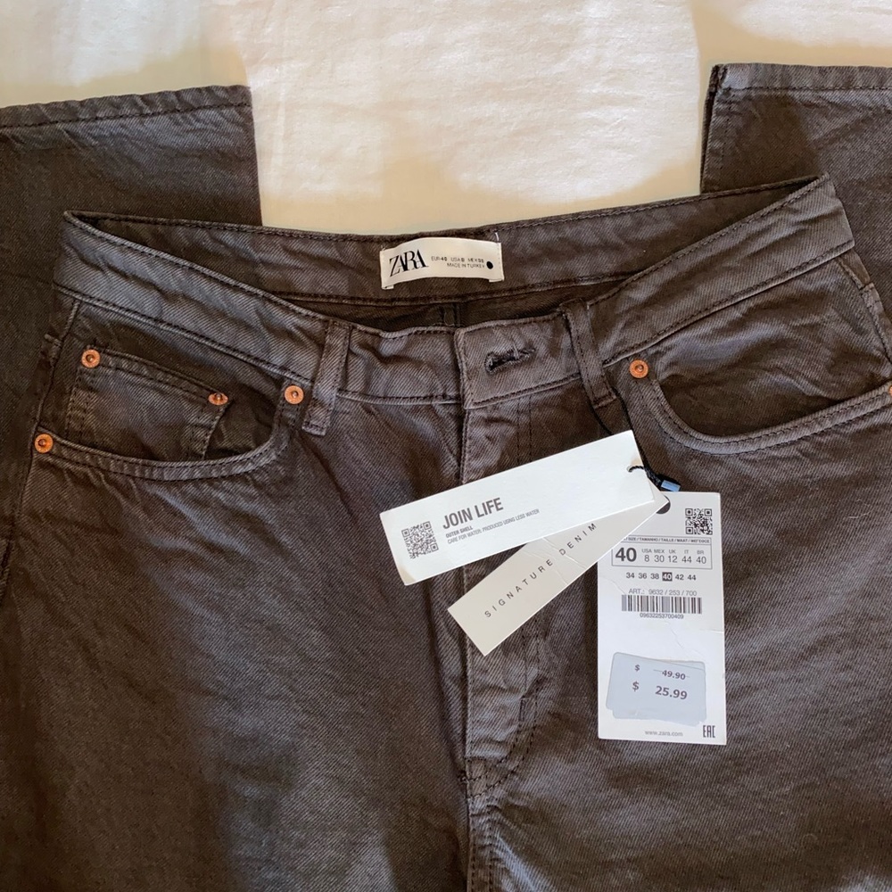 Zara Brown Split Hem Jeans